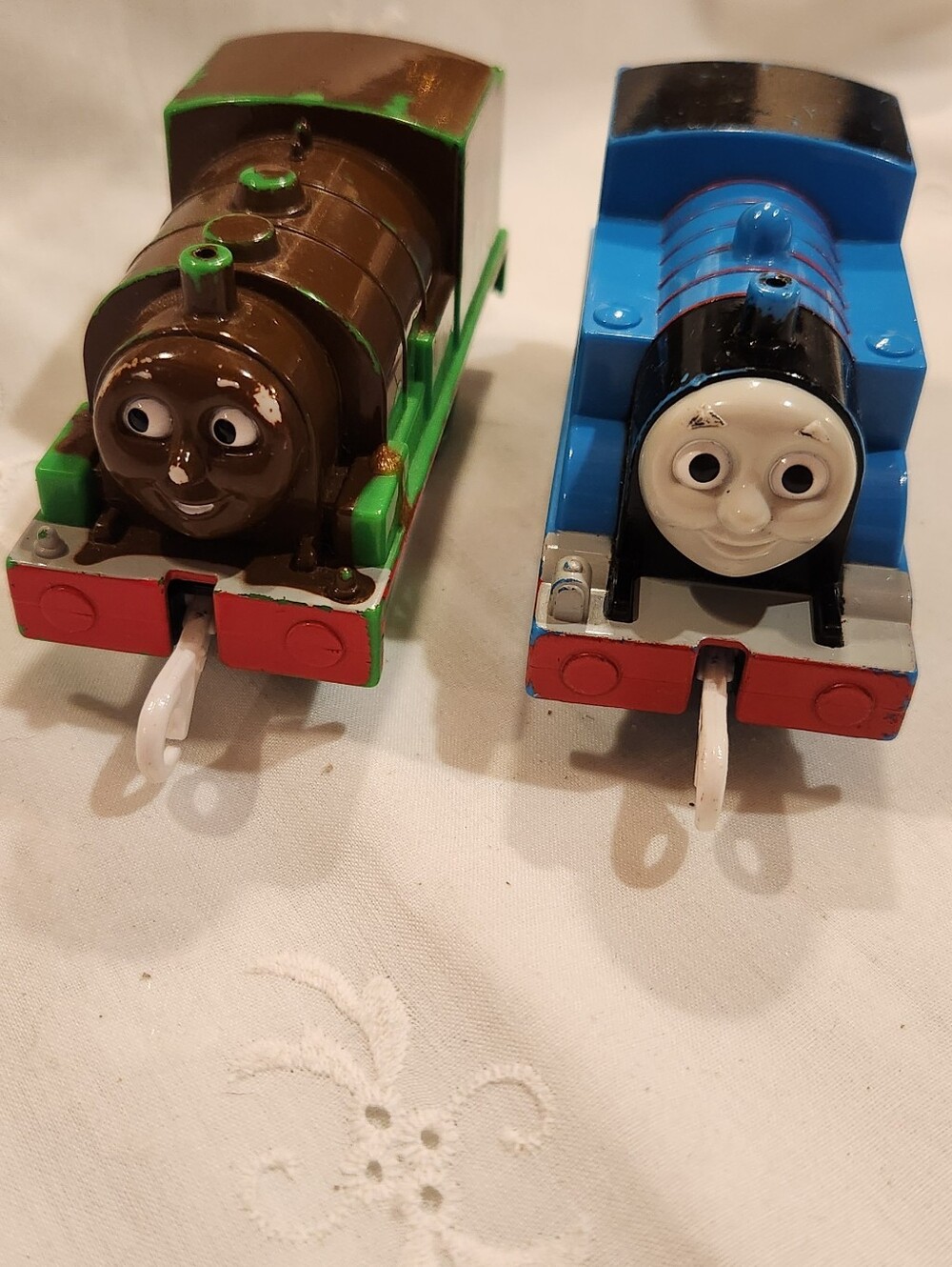 Thomas & Friends  trains  Percy's Chocolate Crunch". And  Blue Master  engine